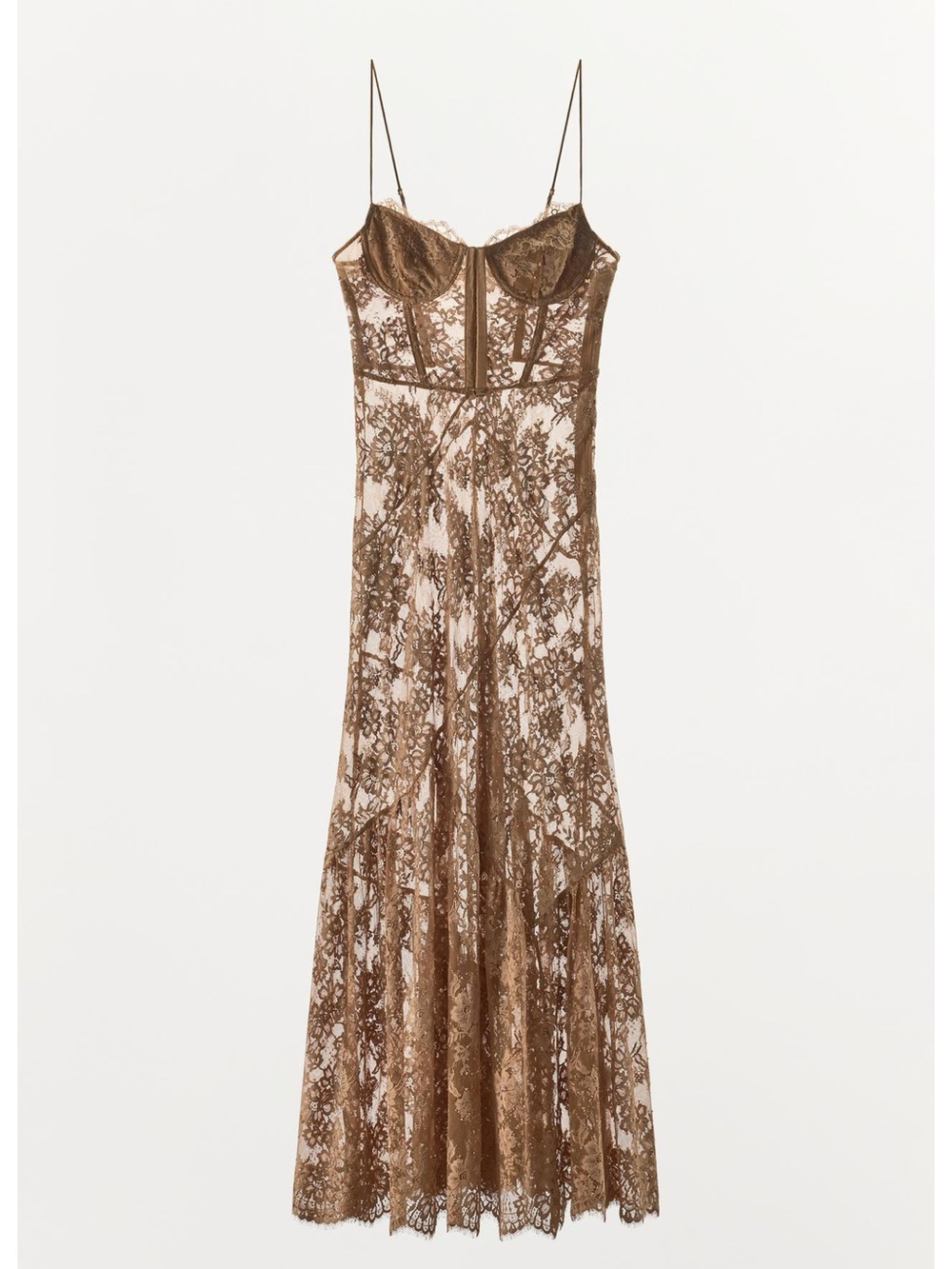 Zara RING-DETAIL LACE STRAPPY DRESS